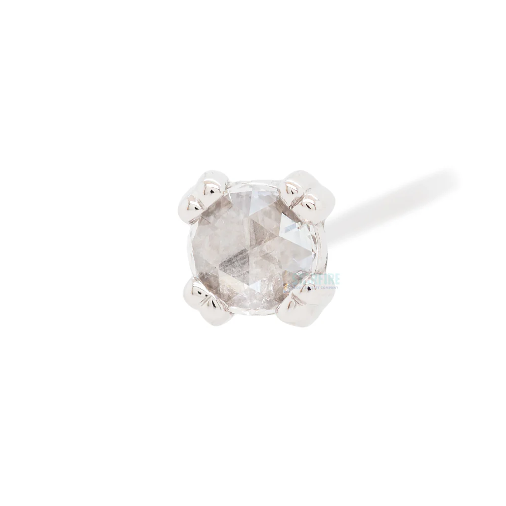 Rose Cut Diamond Prong Set Nostril Screw in Gold & Platinum