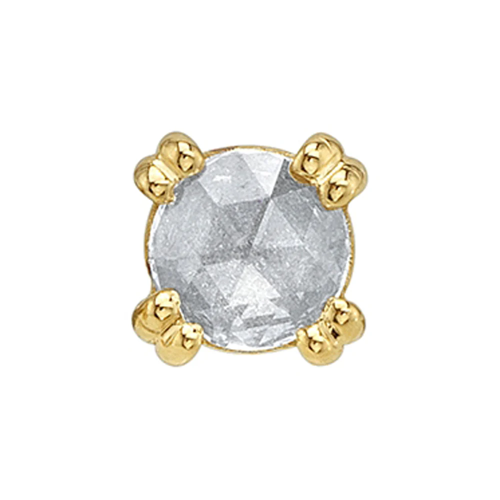 Rose Cut DIAMOND Prong Set Threaded End in Gold & Platinum - Image 2