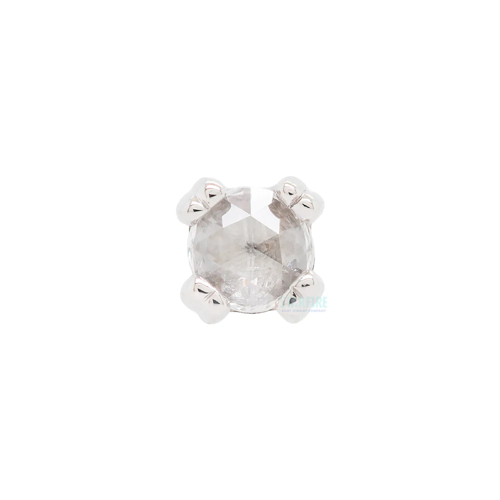 Rose Cut DIAMOND Prong Set Threaded End in Gold & Platinum - Image 3