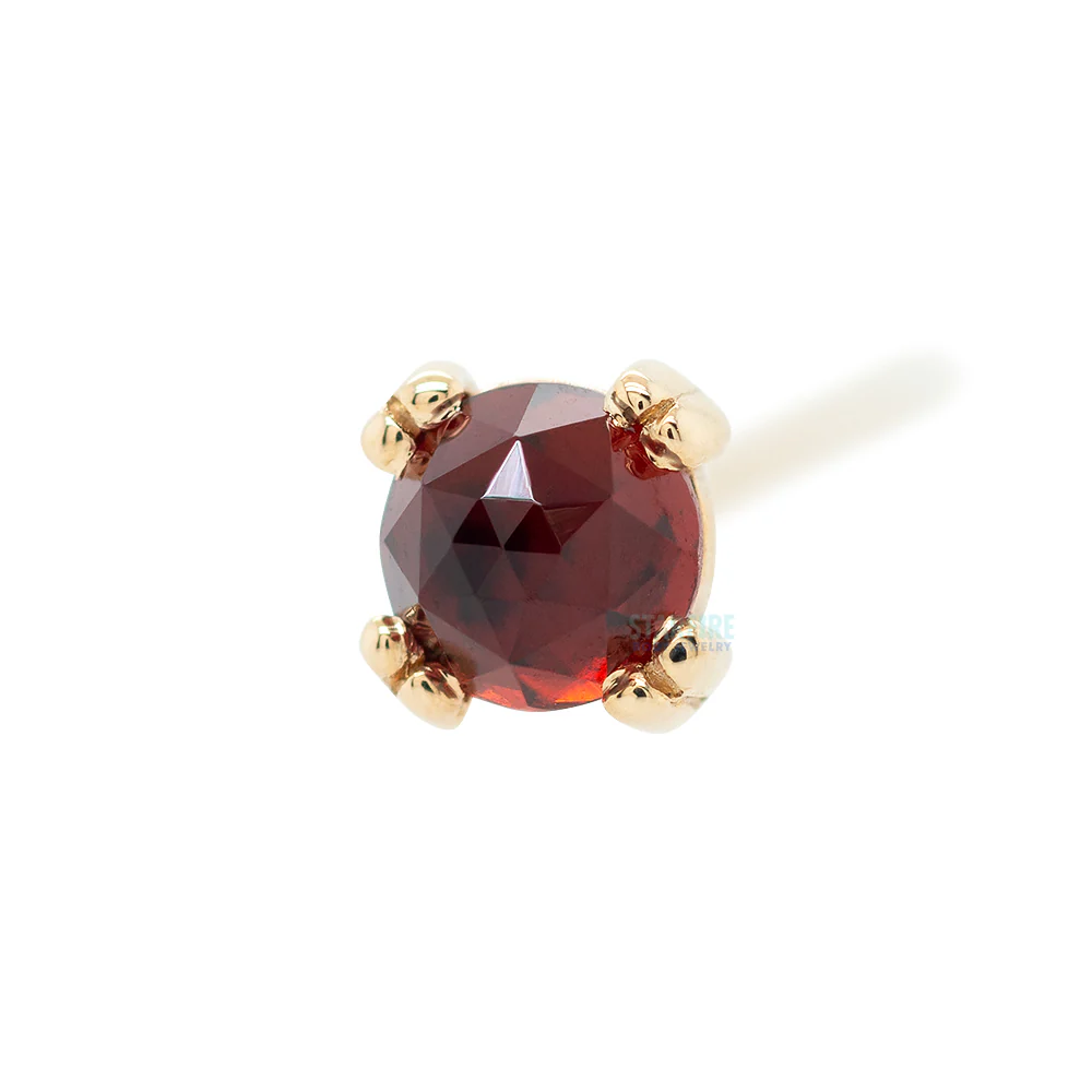Rose Cut Garnet Prong Set Nostril Screw in Gold & Platinum