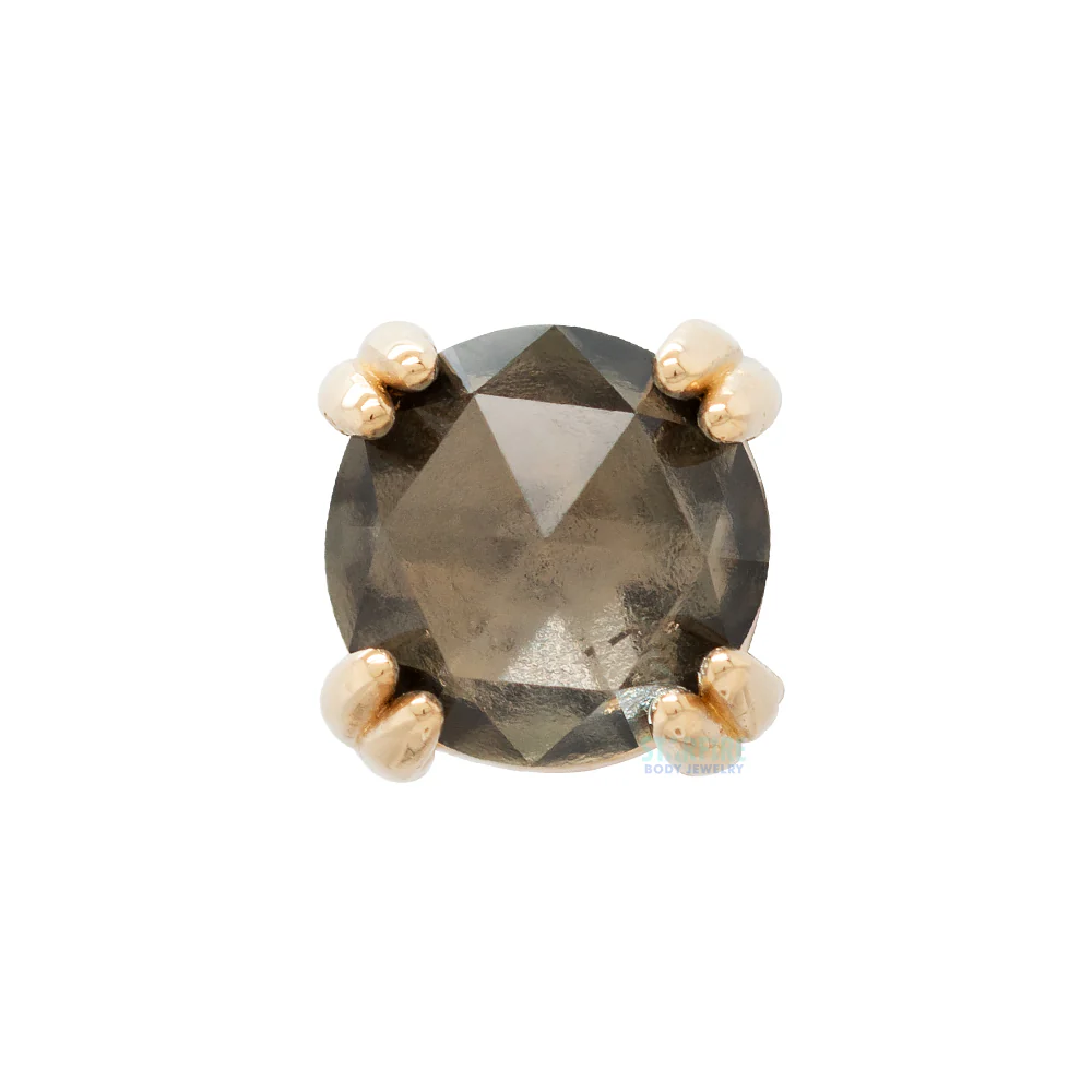 Rose Cut Grey Sapphire Prong Set Threaded End in Gold & Platinum - Image 4