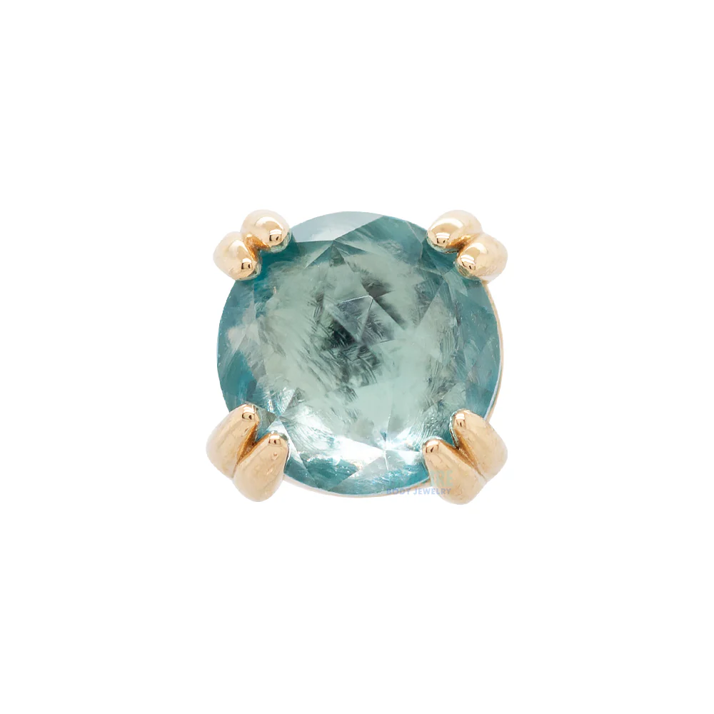Rose Cut Swiss Blue Topaz Prong Set Threaded End in Gold & Platinum - Image 3