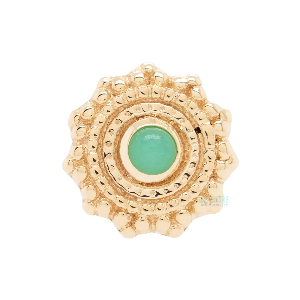 Round Afghan Nostril Screw in Gold with Chrysoprase - Image 4