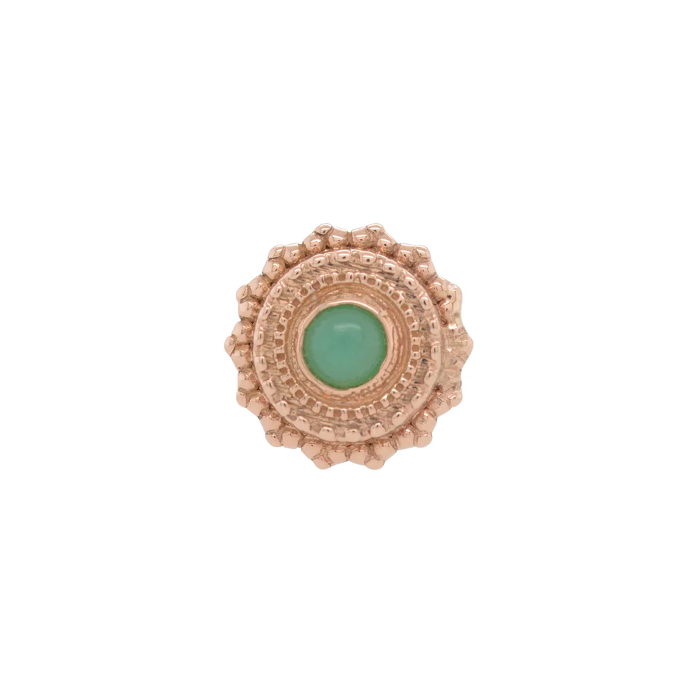 Round Afghan Nostril Screw in Gold with Chrysoprase - Image 5