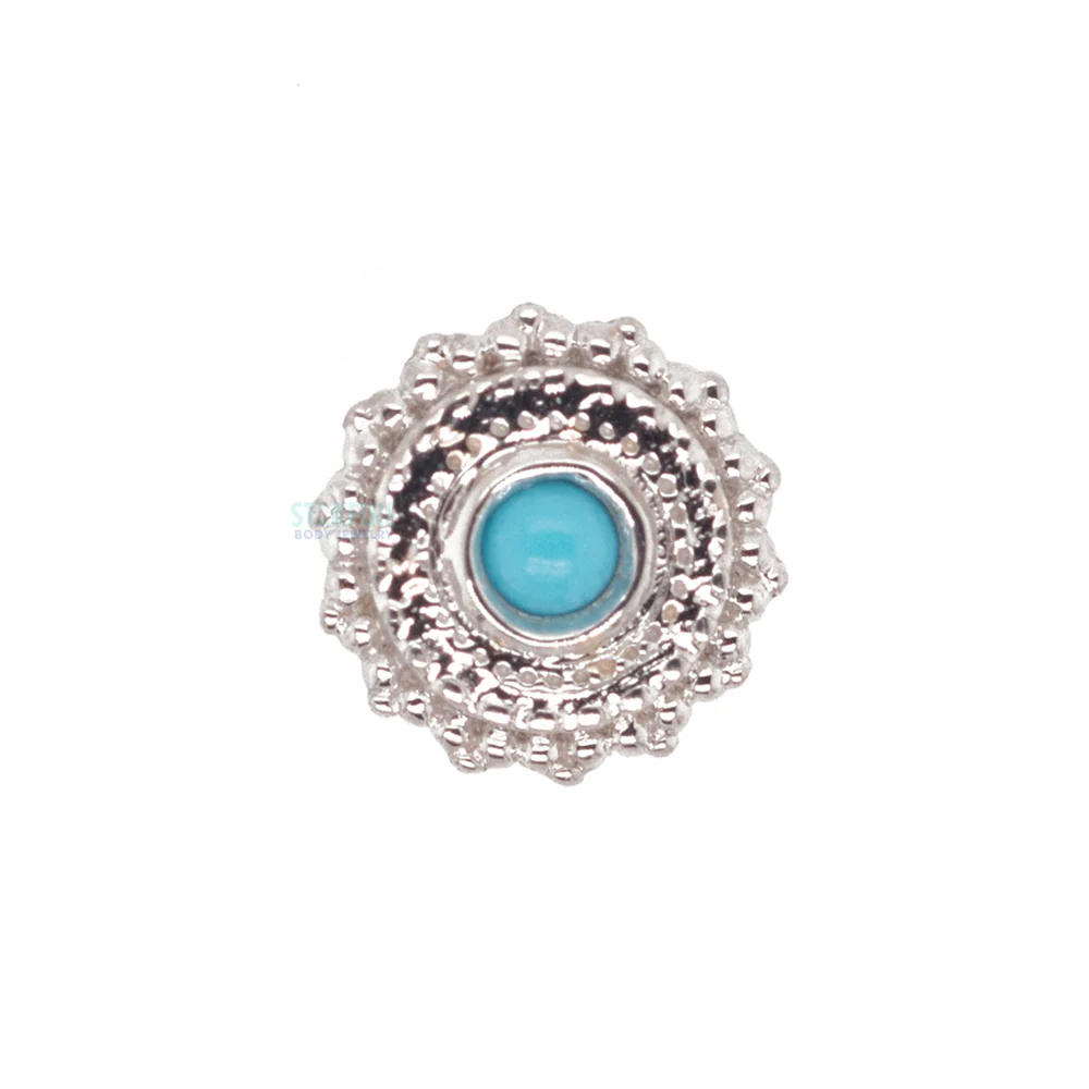 Round Afghan Nostril Screw in Gold with Turquoise - Image 4