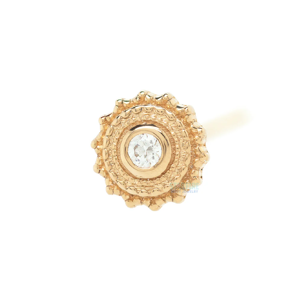 Round Afghan Nostril Screw in Gold & Platinum with White CZ - Image 3