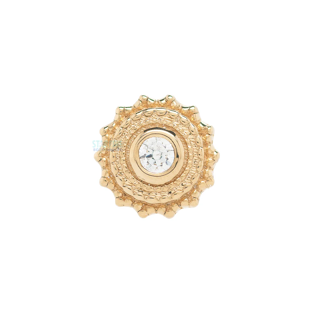 Round Afghan Nostril Screw in Gold & Platinum with White CZ - Image 4
