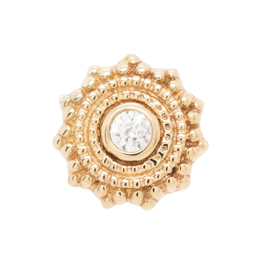 Round Afghan Nostril Screw in Gold & Platinum with White CZ - Image 6