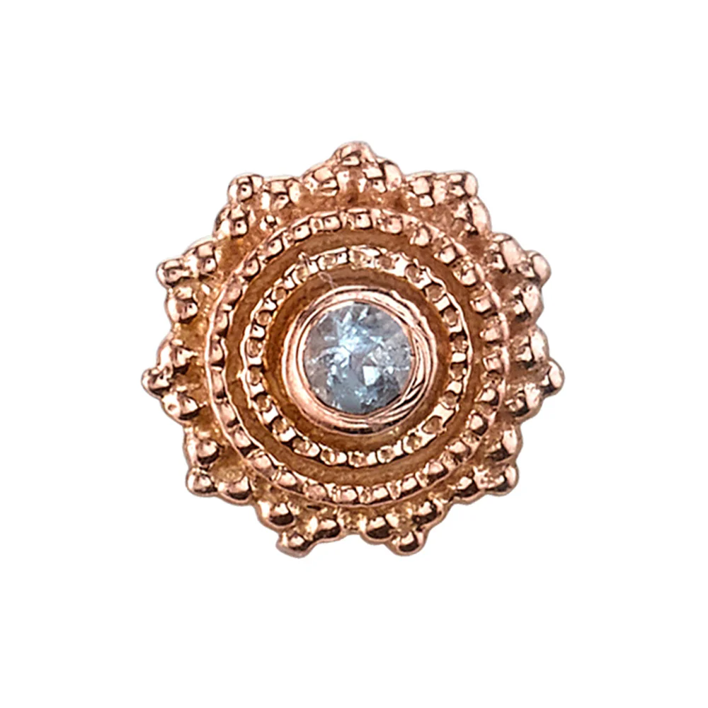 Round Afghan Threaded End in Gold with Aquamarine - Image 2