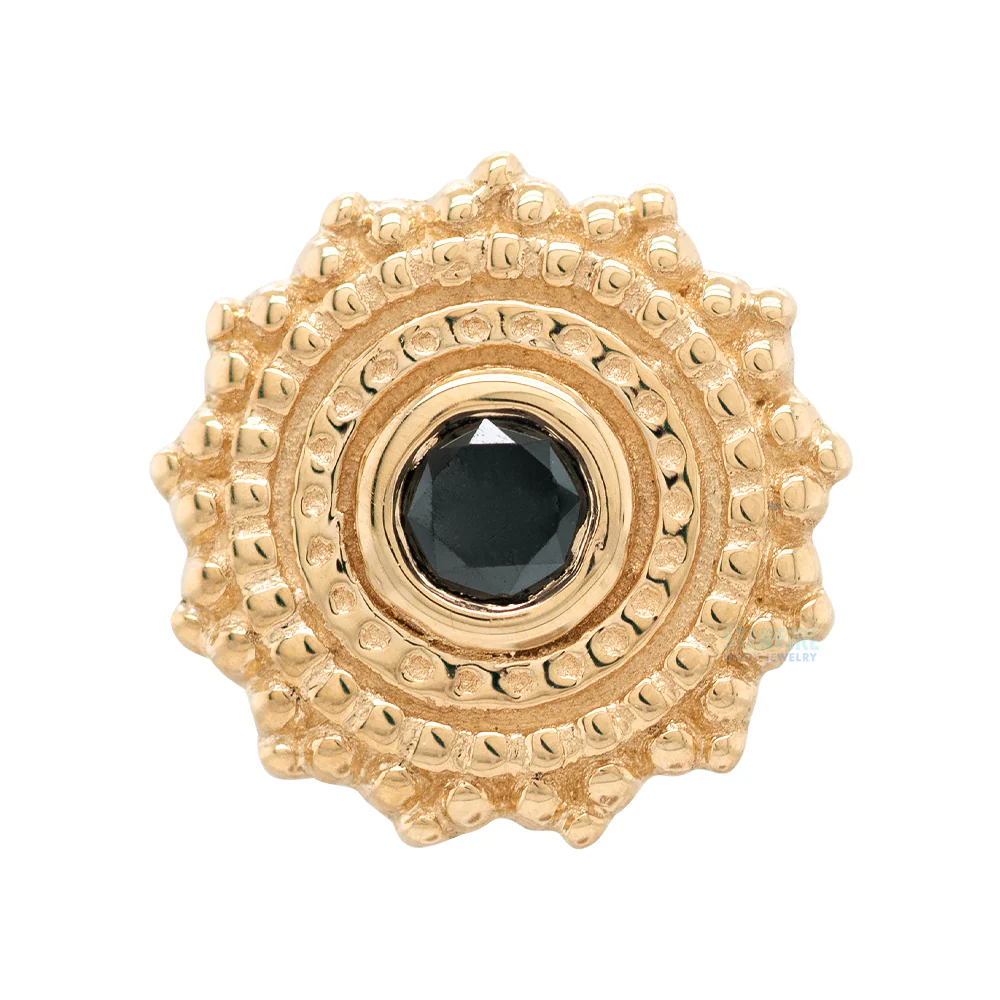 Round Afghan Threaded End in Gold with Black Diamond - Image 3
