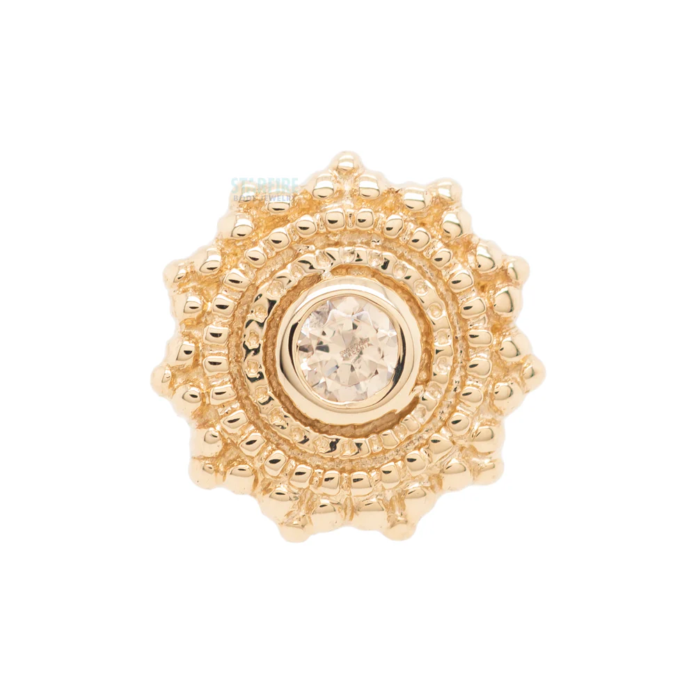 Round Afghan Threaded End in Gold with Champagne CZ - Image 3