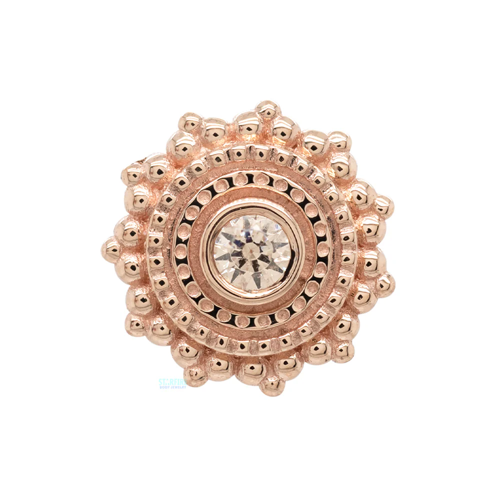 Round Afghan Threaded End in Gold with Champagne CZ - Image 4