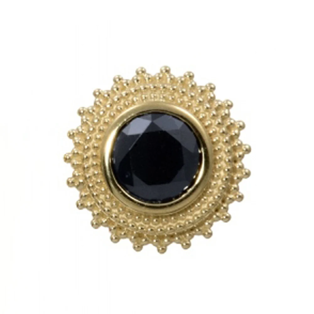 Round Afghan Threaded End in Gold with Faceted Onyx - Image 2