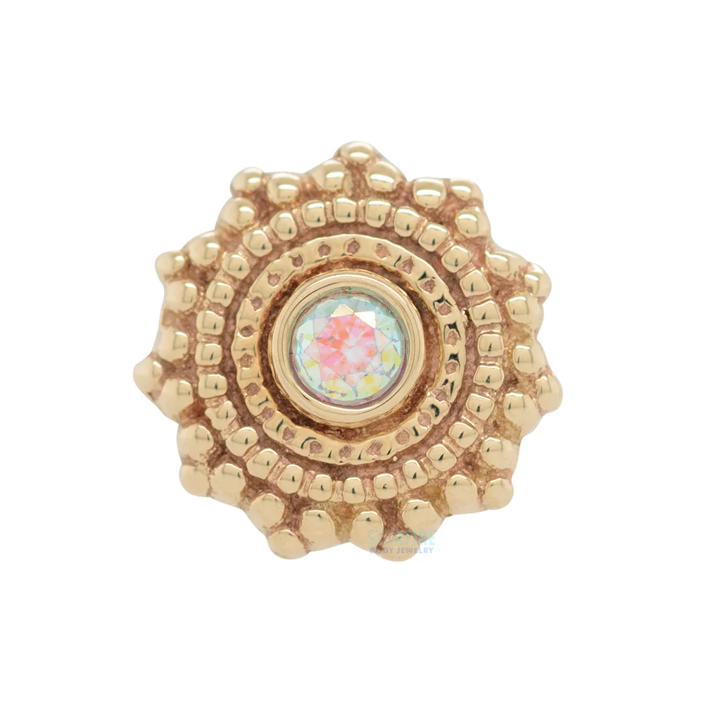 Round Afghan Threaded End in Gold with Mercury Mist Topaz - Image 2