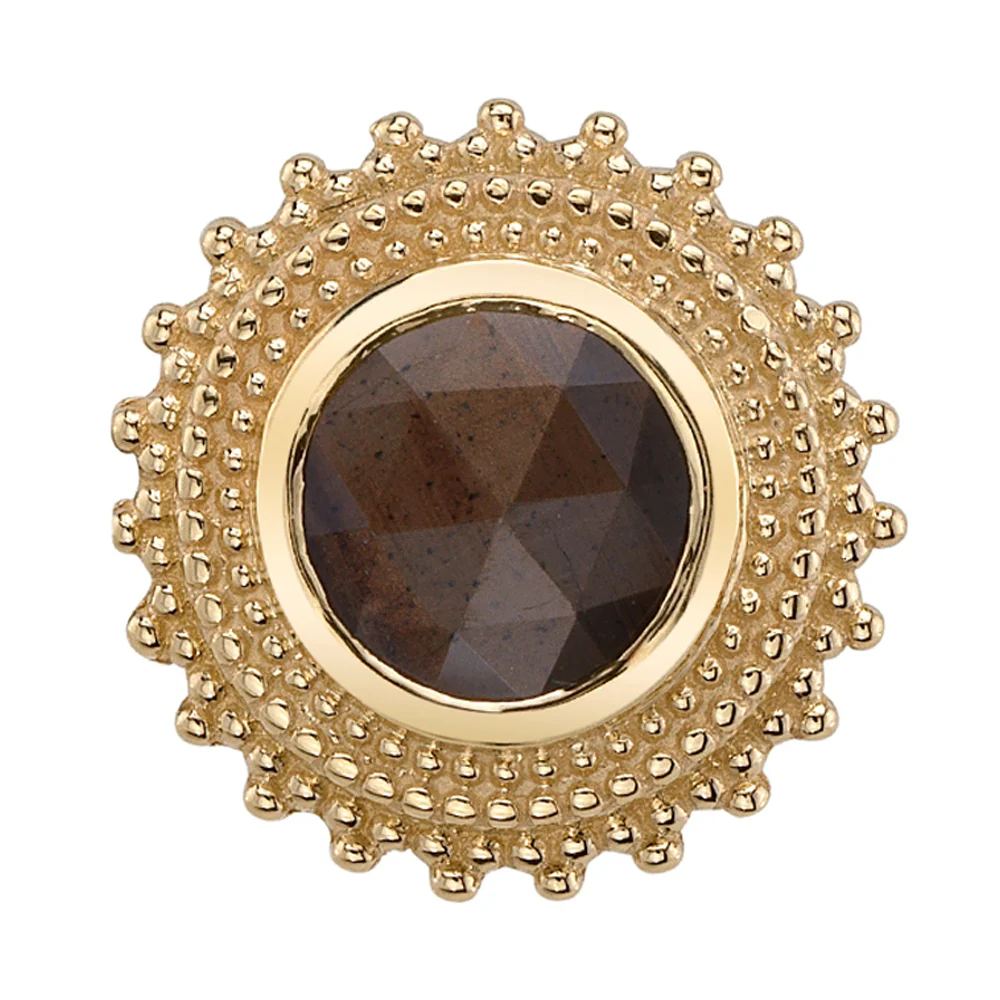 Round Afghan Threaded End in Gold with Rose Cut Rose Cut Zawadi Sapphire - Image 2