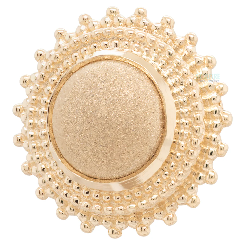 Round Afghan Threaded End in Gold with Sandblasted Gold Bead