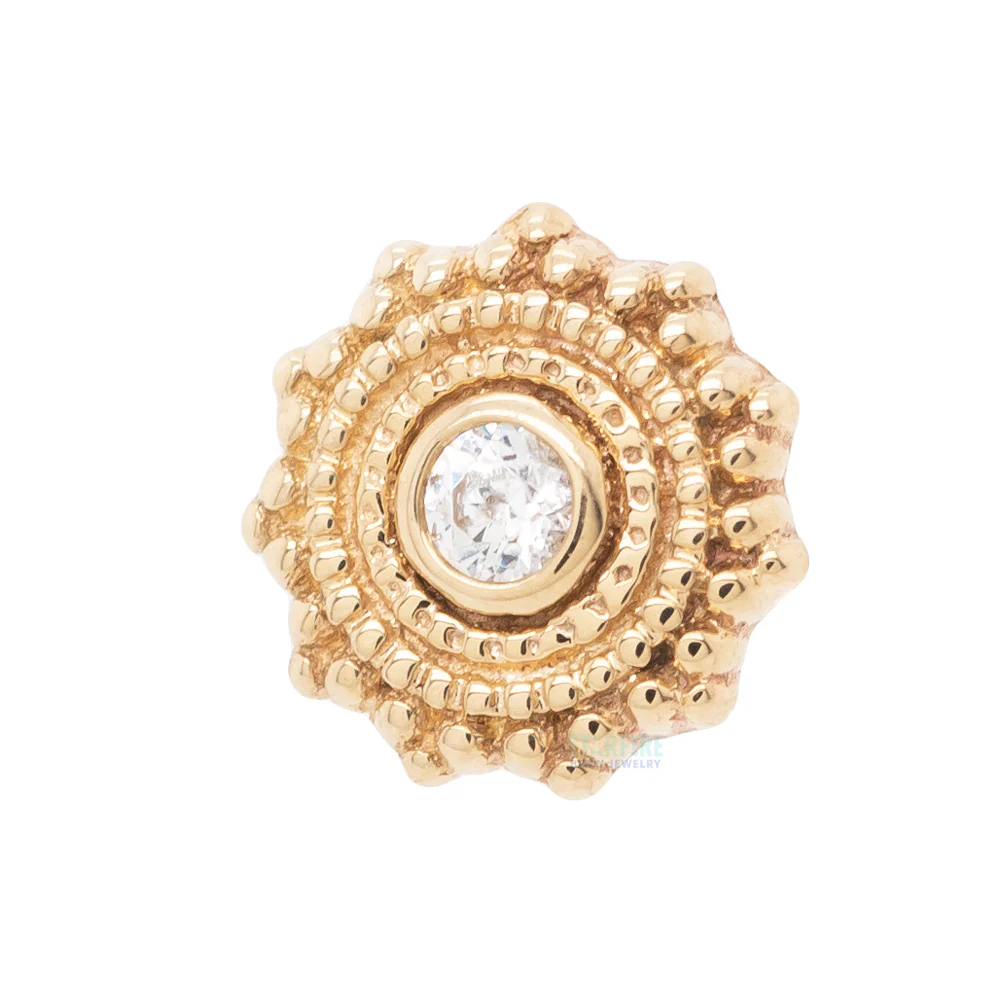 Round Afghan Threaded End in Gold & Platinum with White CZ - Image 3