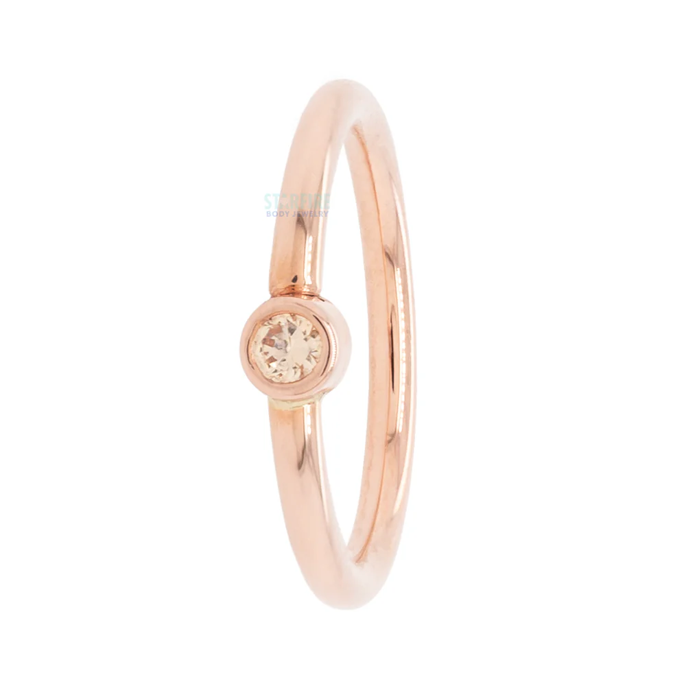 Round Fixed Bezel Seam Ring (FBR) in Gold with Champagne CZ - Image 3