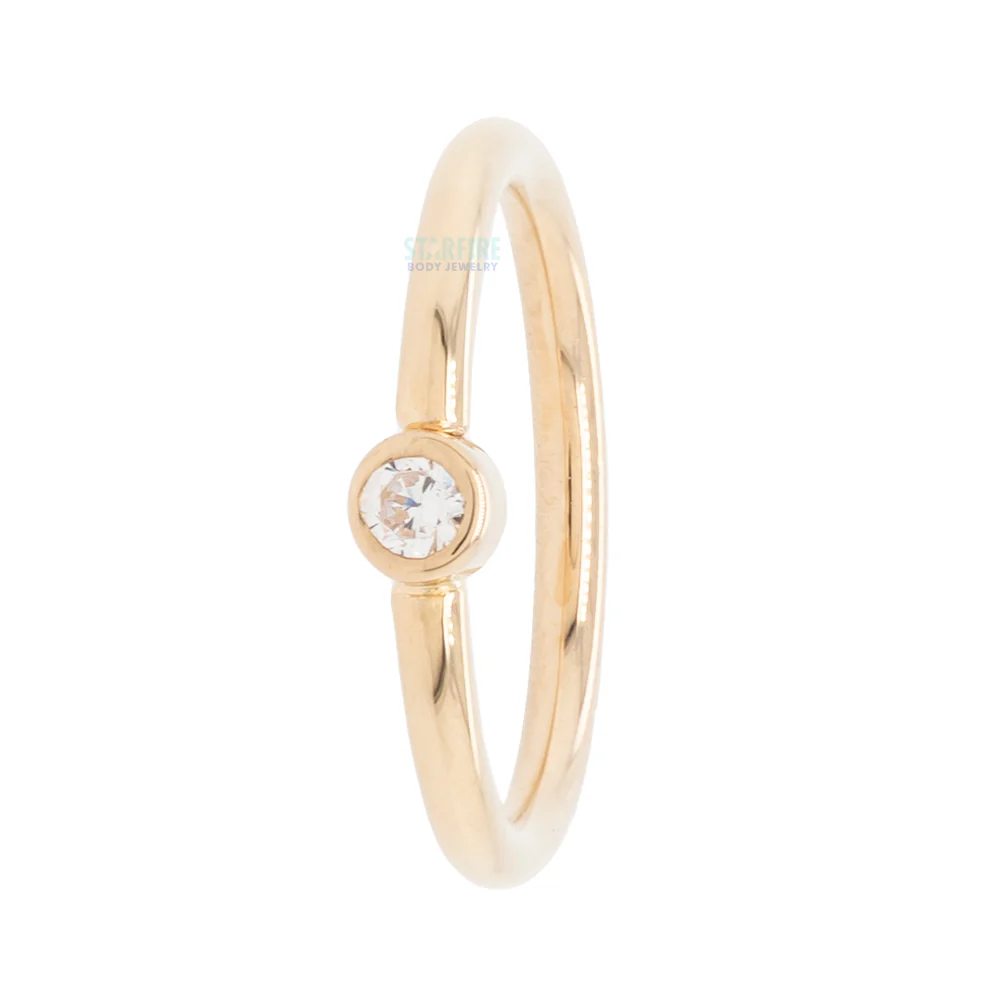 Round Fixed Bezel Seam Ring (FBR) in Gold with White CZ - Image 3