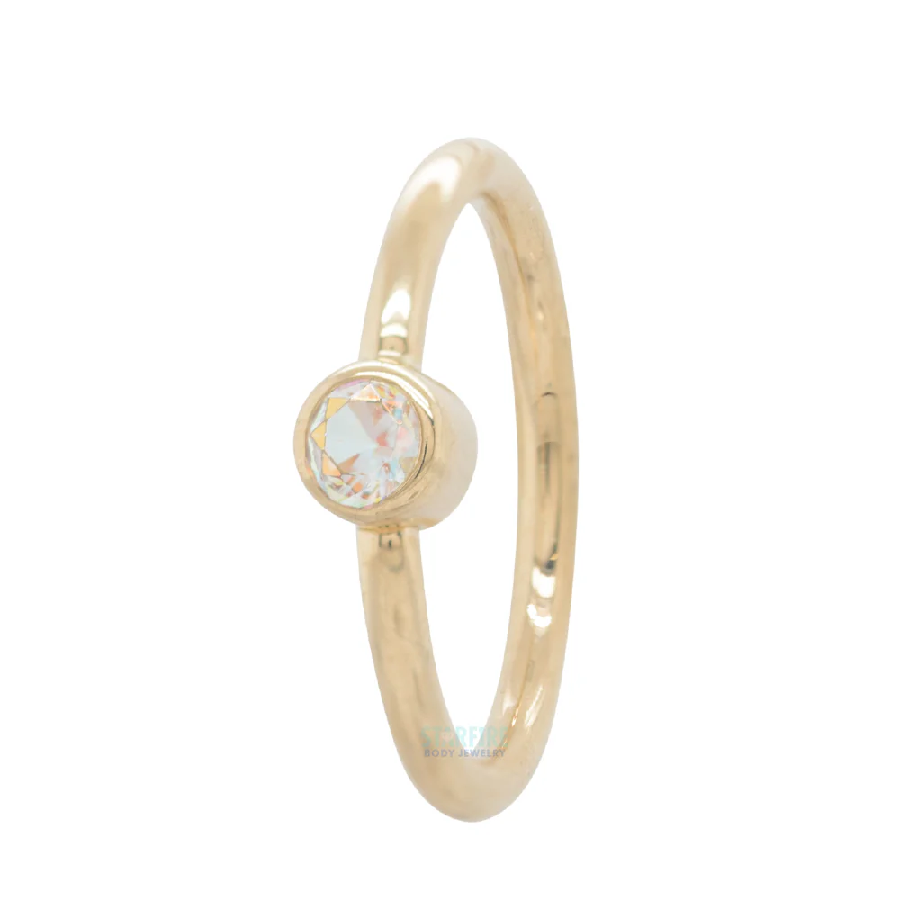 Round Fixed Bezel Seam Ring (FBR) in Gold with Mercury Mist Topaz - Image 2