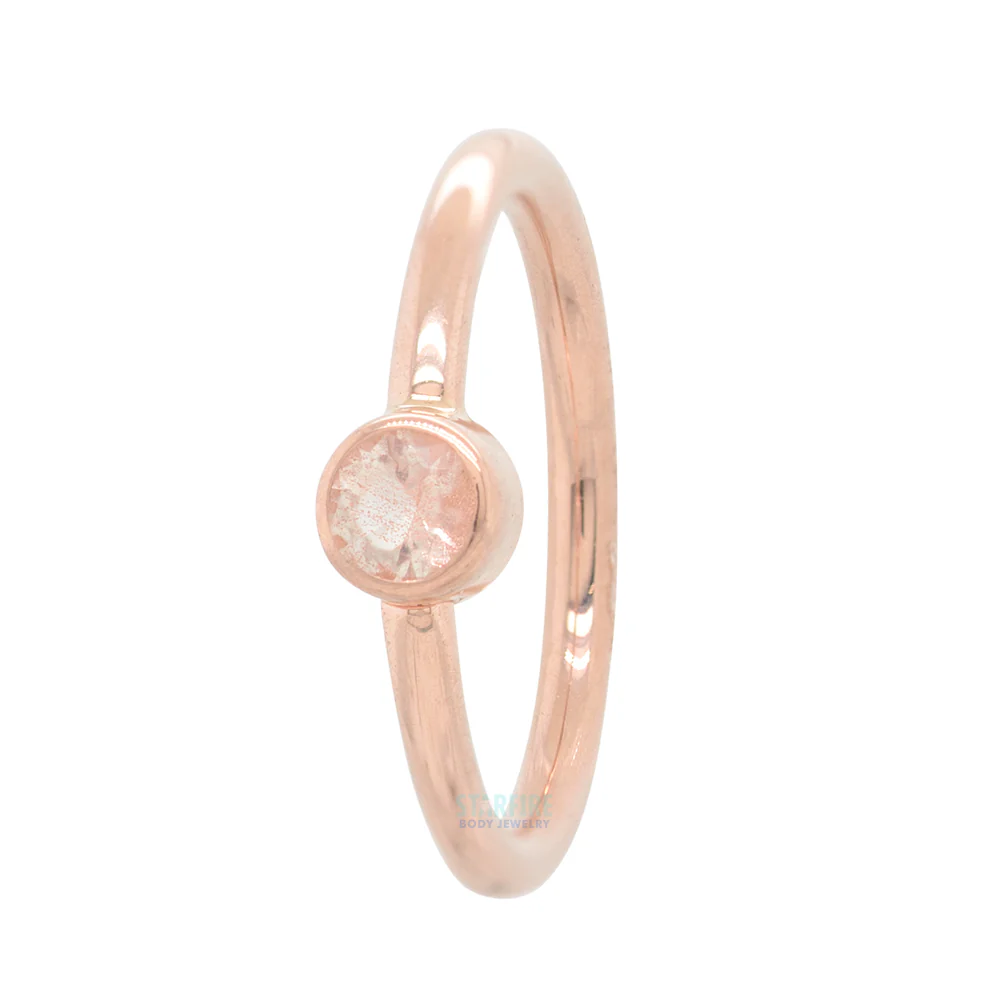 Round Fixed Bezel Seam Ring (FBR) in Gold with Oregon Sunstone - Image 2