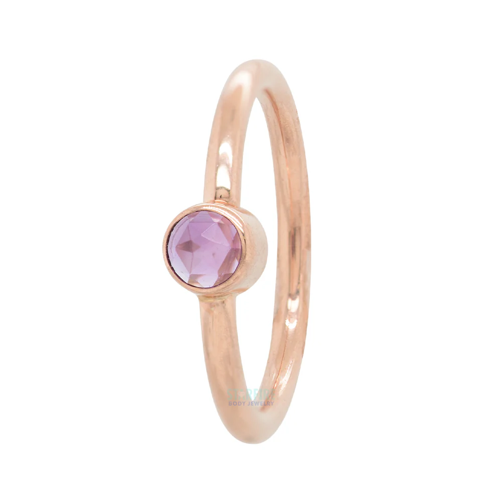 Round Fixed Bezel Seam Ring (FBR) in Gold with Rose Cut Amethyst - Image 2