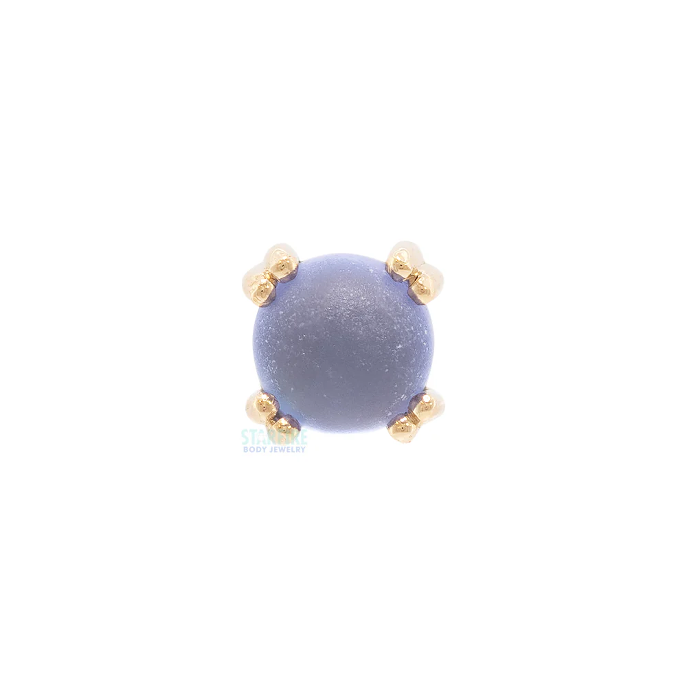 Sandblasted Tanzanite Cabochon Prong Set Threaded End in Gold & Platinum - Image 3