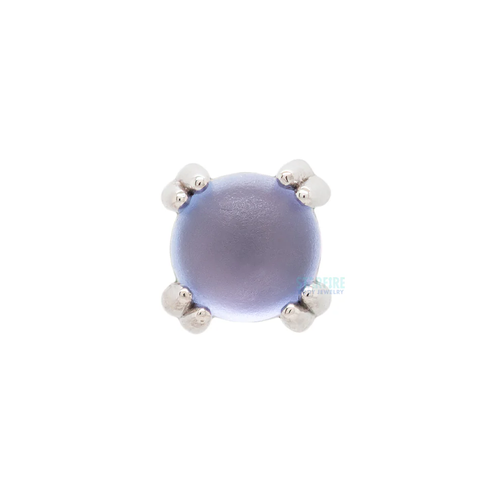 Sandblasted Tanzanite Cabochon Prong Set Threaded End in Gold & Platinum - Image 4