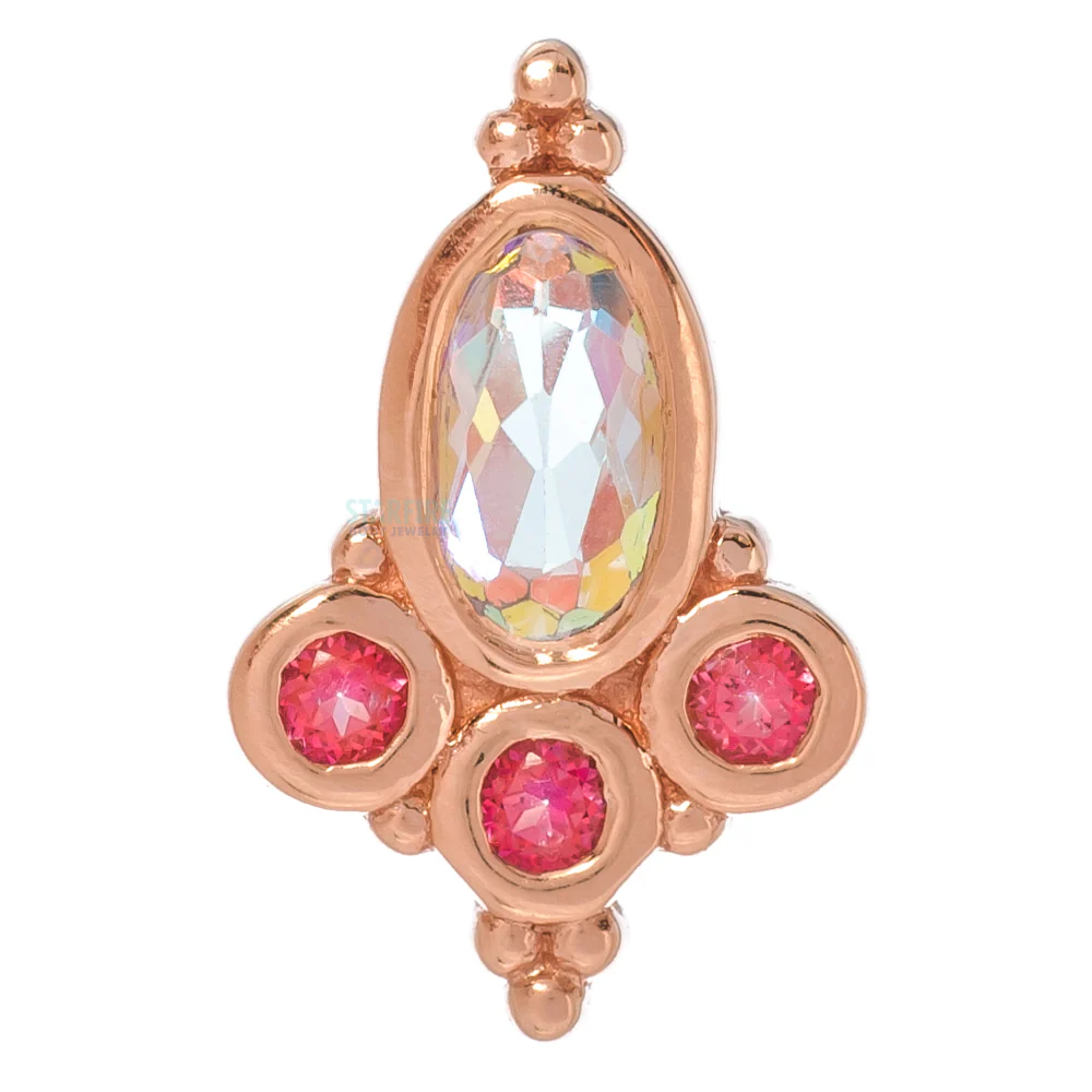 "Sarai Oval" Threaded End in Gold with Mercury Mist Topaz & Pink Topaz' - Image 2