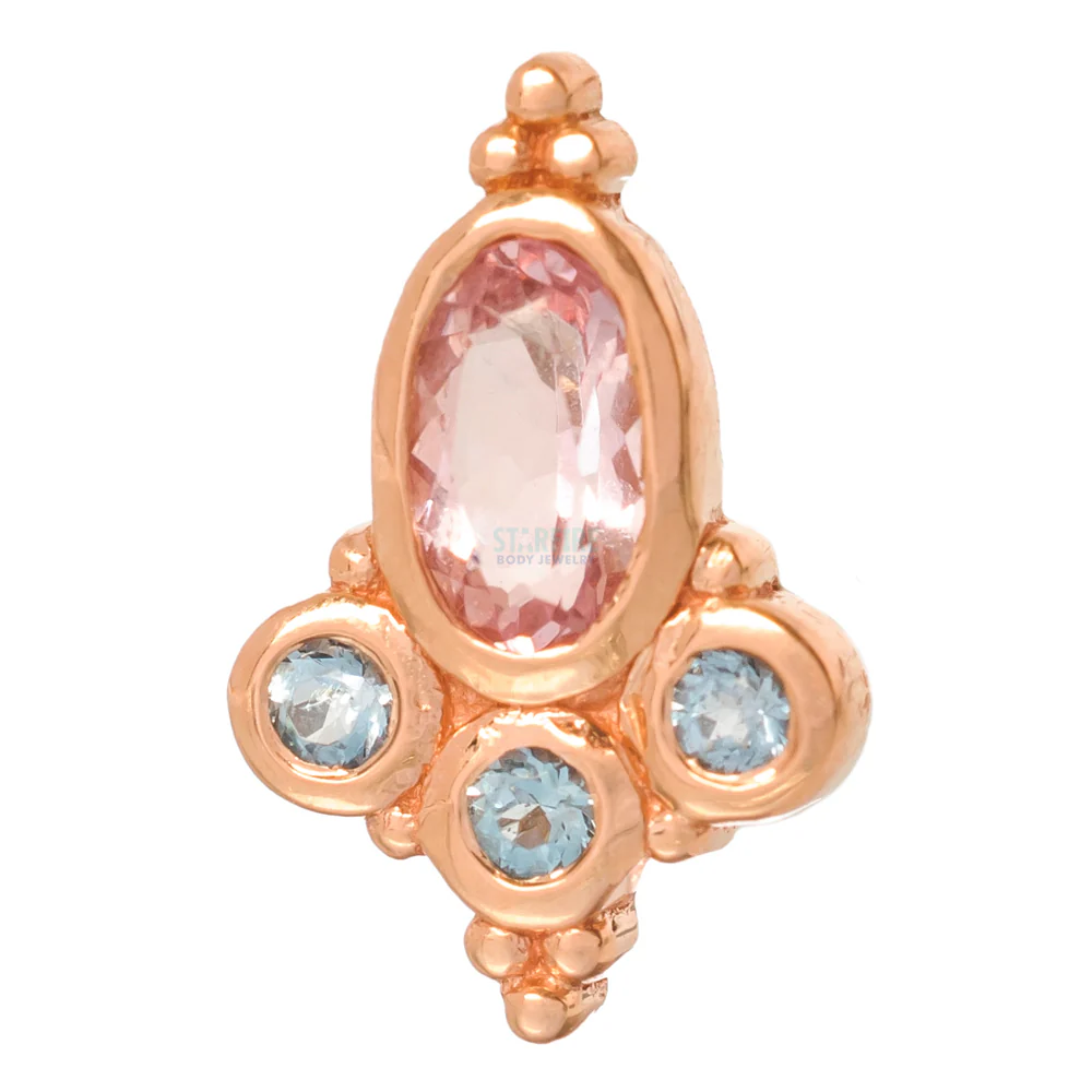 "Sarai Oval" Threaded End in Gold with Morganite & Aquamarine