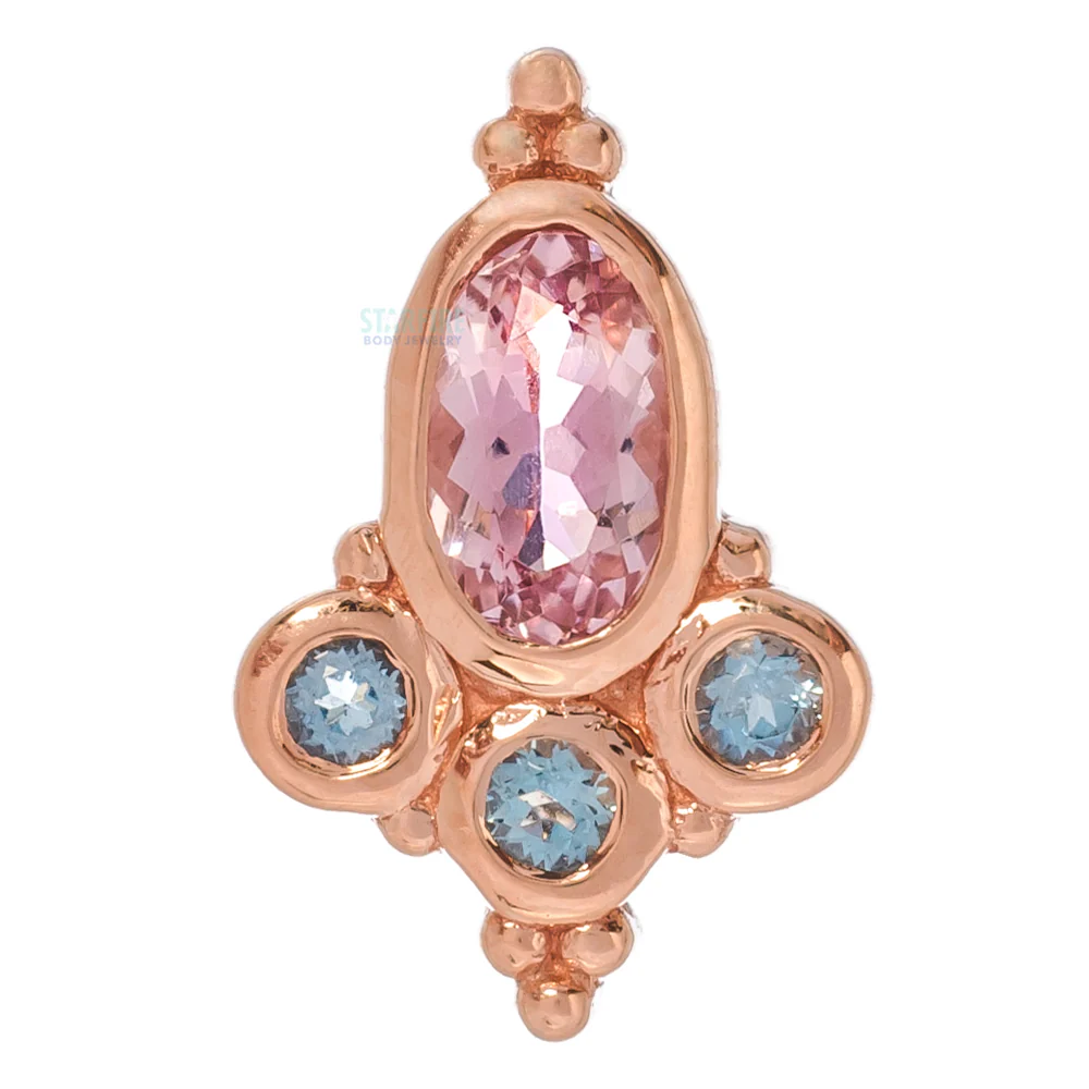 "Sarai Oval" Threaded End in Gold with Morganite & Aquamarine - Image 2