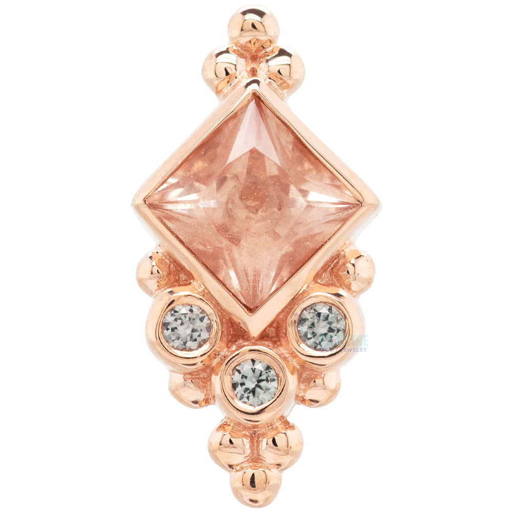 "Sarai Princess" Threaded End in Gold with Oregon Sunstone & Grey Sapphires - Image 3