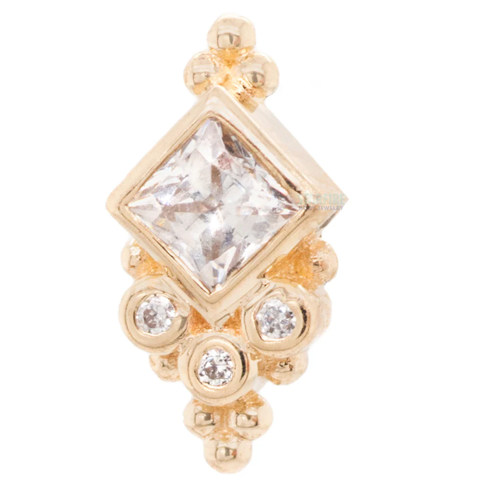 "Sarai Princess" Threaded End in Gold with White CZ's