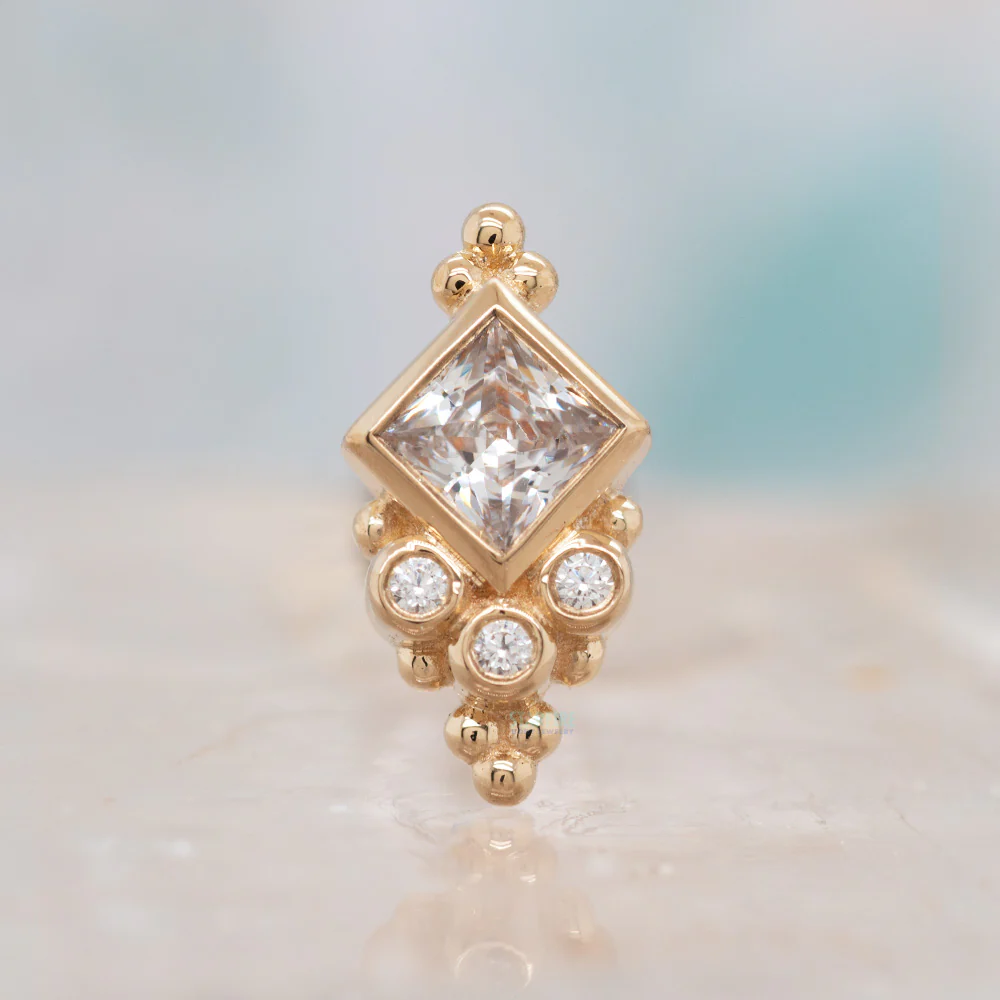 "Sarai Princess" Threaded End in Gold with White CZ's - Image 2