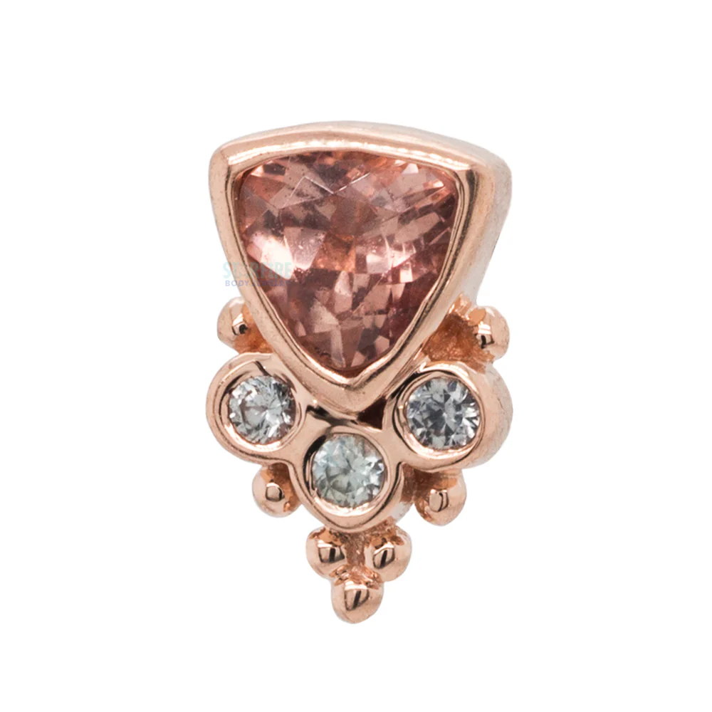 "Sarai Trillion" Threaded End in Gold with Oregon Sunstone & Grey Sapphire's - Image 2