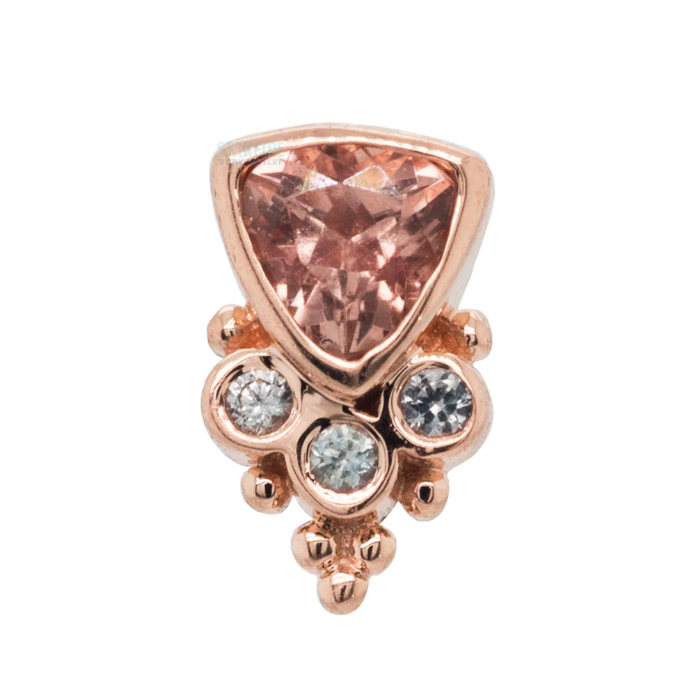 "Sarai Trillion" Threaded End in Gold with Oregon Sunstone & Grey Sapphire's - Image 3