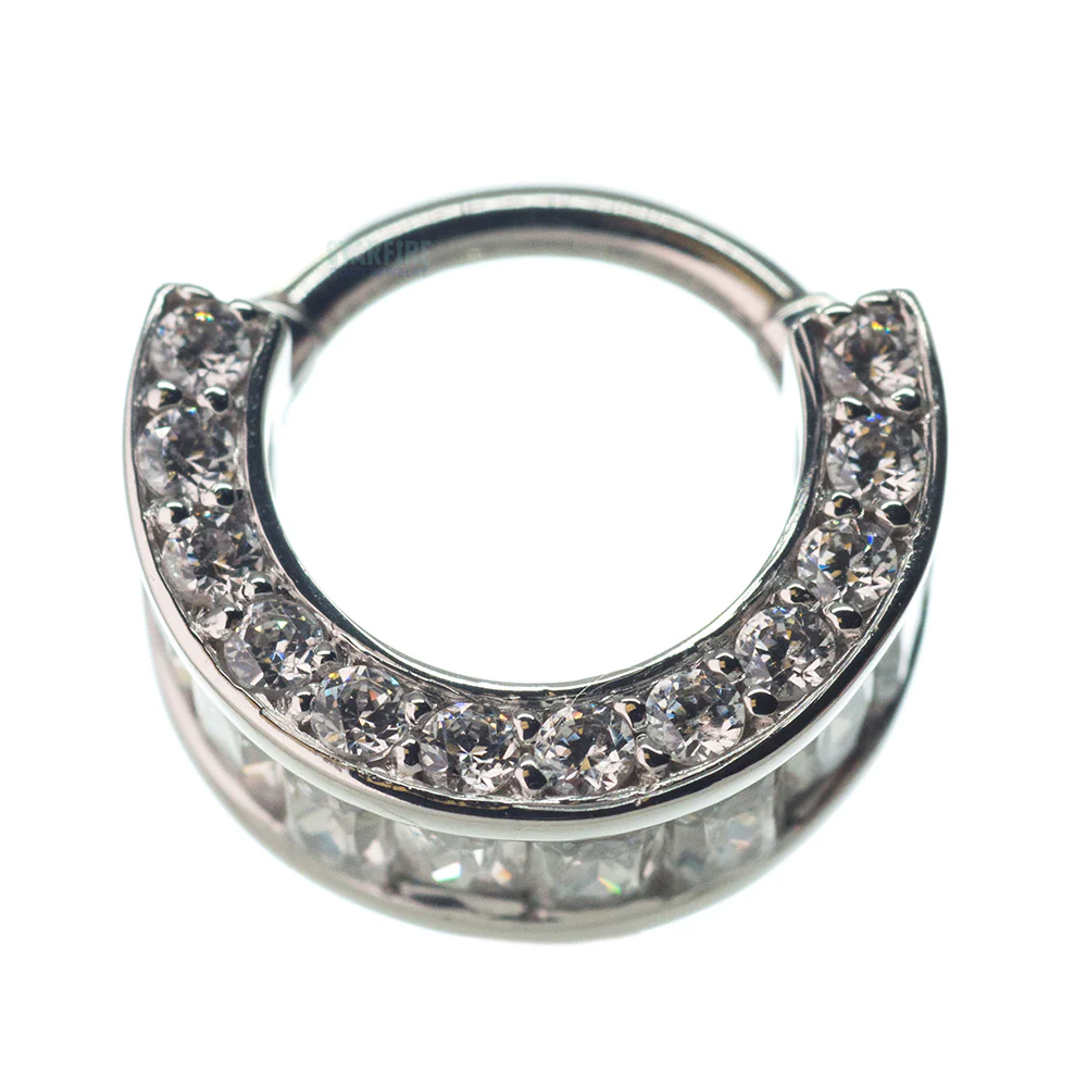 "Searchlight" Hinge Ring in Gold with White CZ's - Image 4