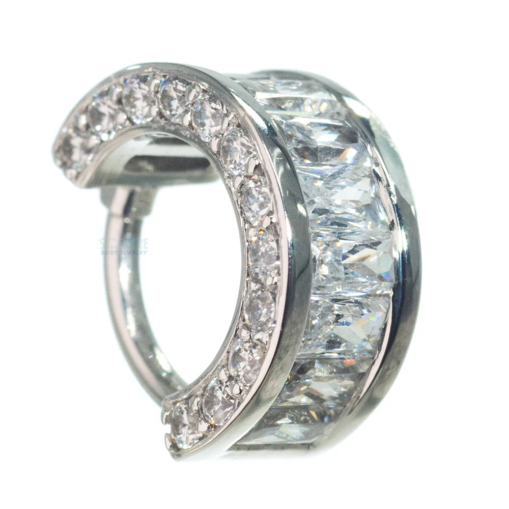 "Searchlight" Hinge Ring in Gold with White CZ's - Image 5