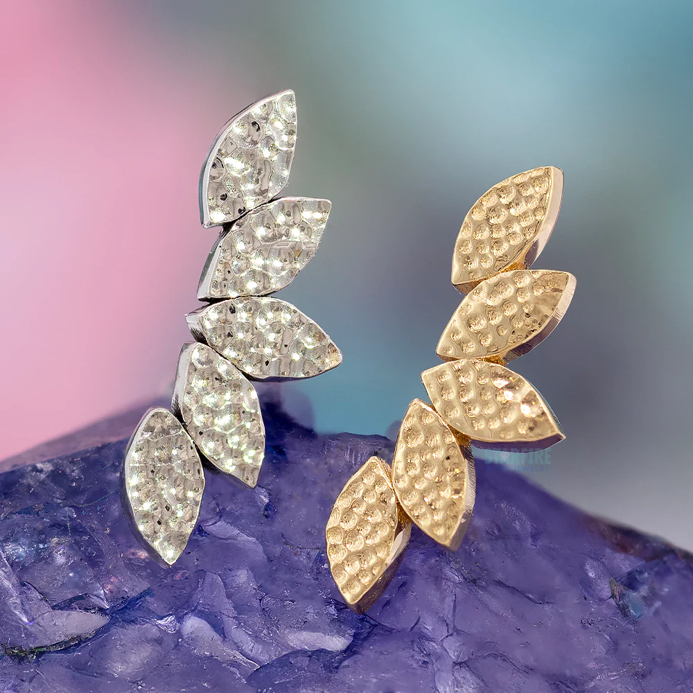 "Serenity" HAMMERED FINISH Threaded End in Gold & Platinum - Image 2