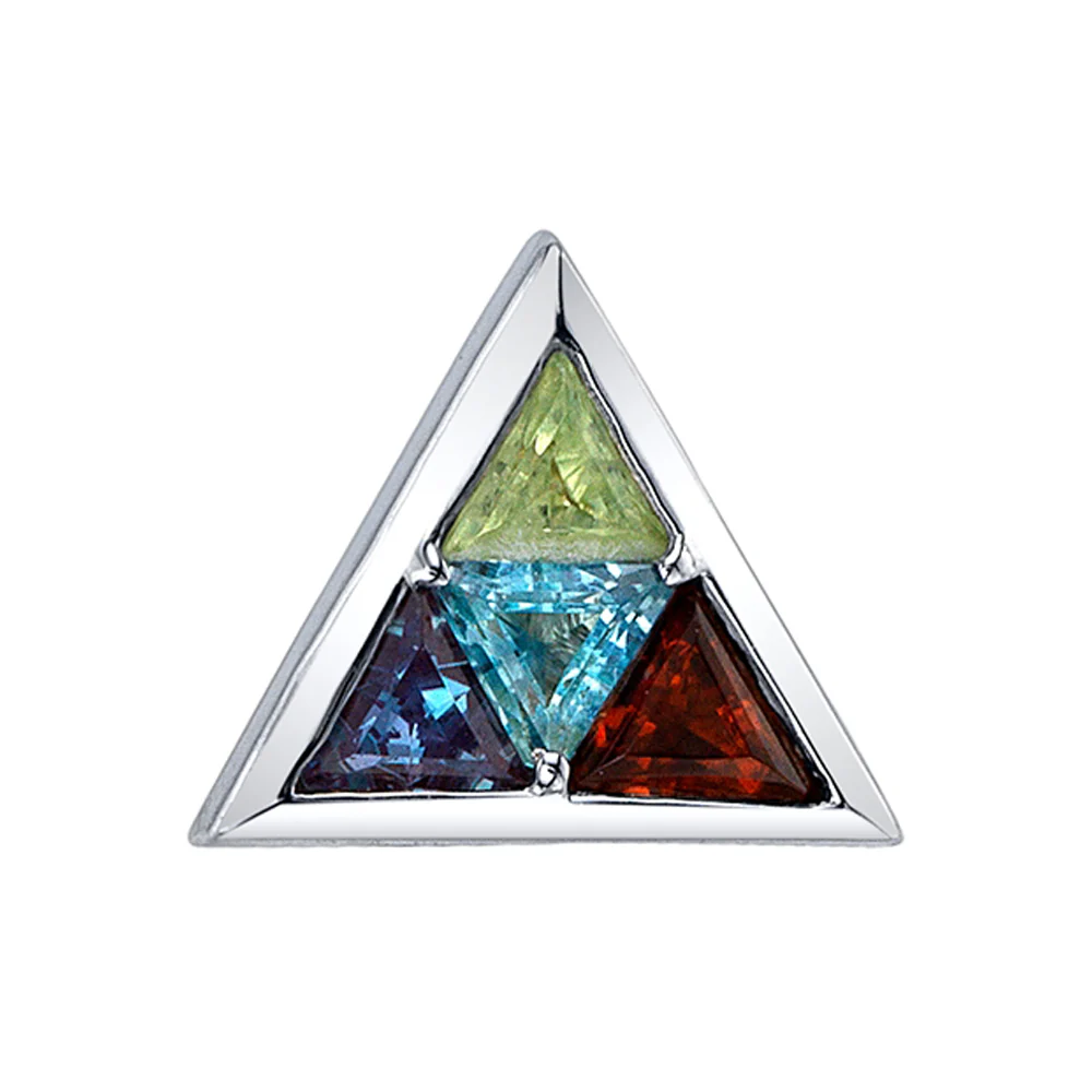 "Shain" Threaded End in Gold with Chatham Alexandrite, Garnet, Peridot & Swiss Blue Topaz - Image 2