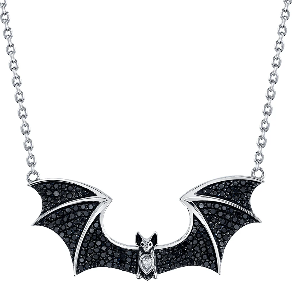 "Sid" Necklace in Gold with Black Diamond, White Diamond & Black Rhodium Accents - Image 2