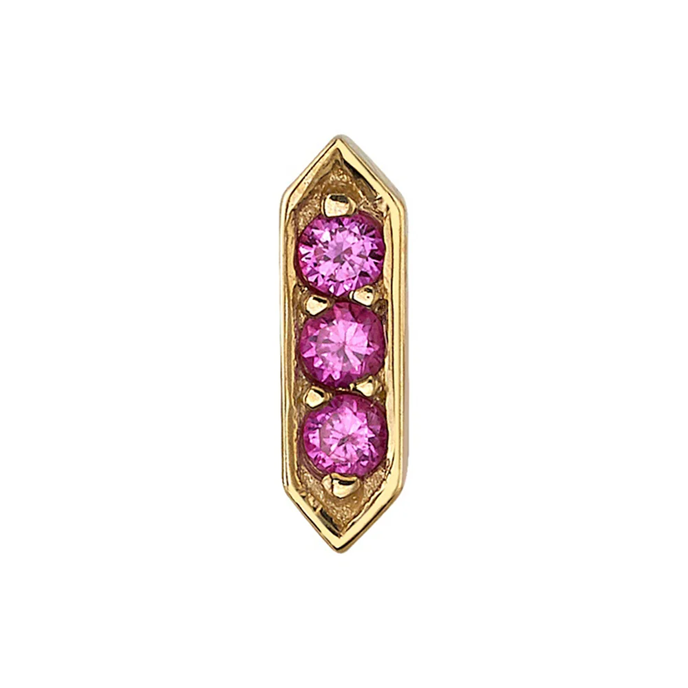"Sillan" Threaded End in Gold with Hot Pink Sapphires - Image 2