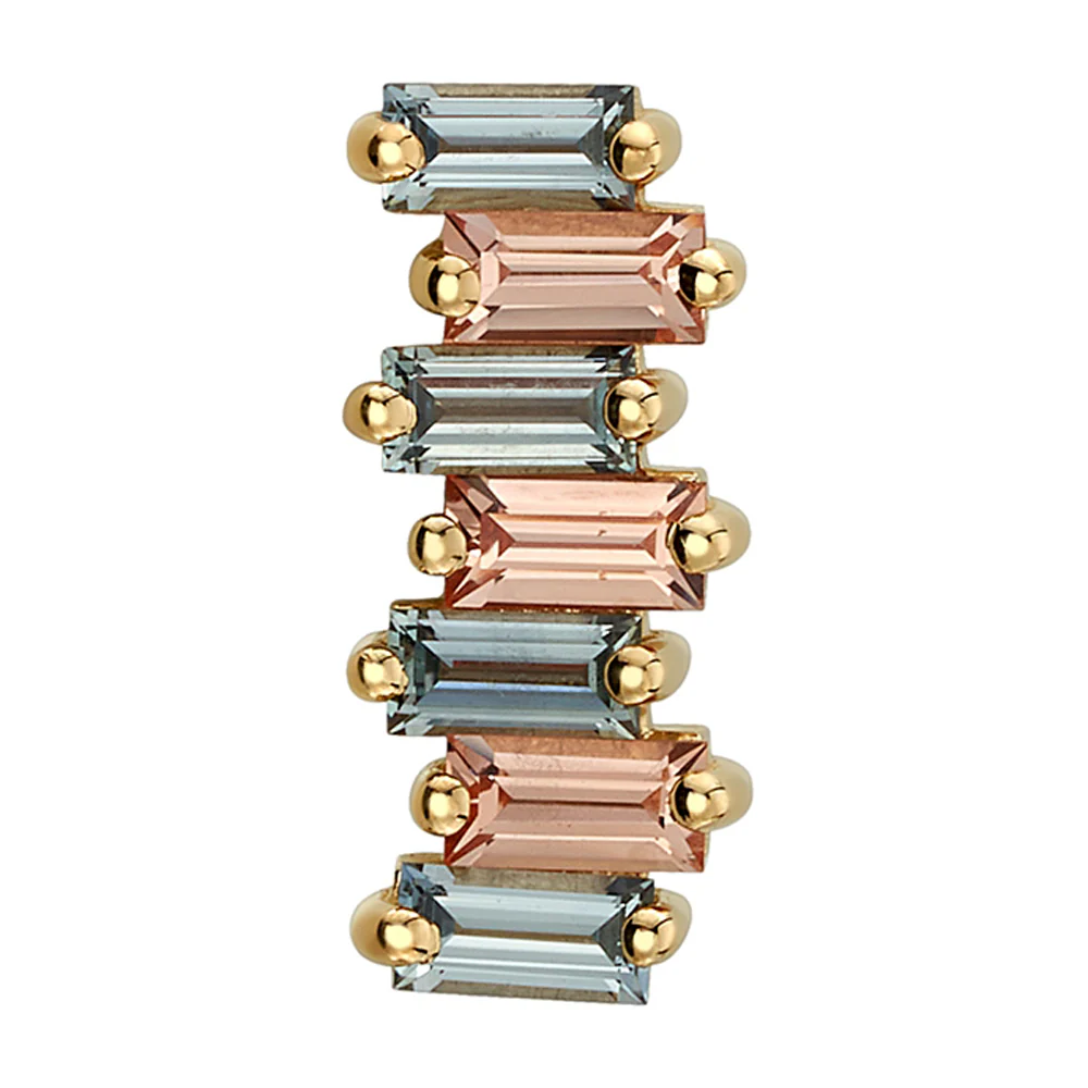 Small "Madison" Threaded End in Gold with Grey Sapphire & Champagne Sapphires - Image 2