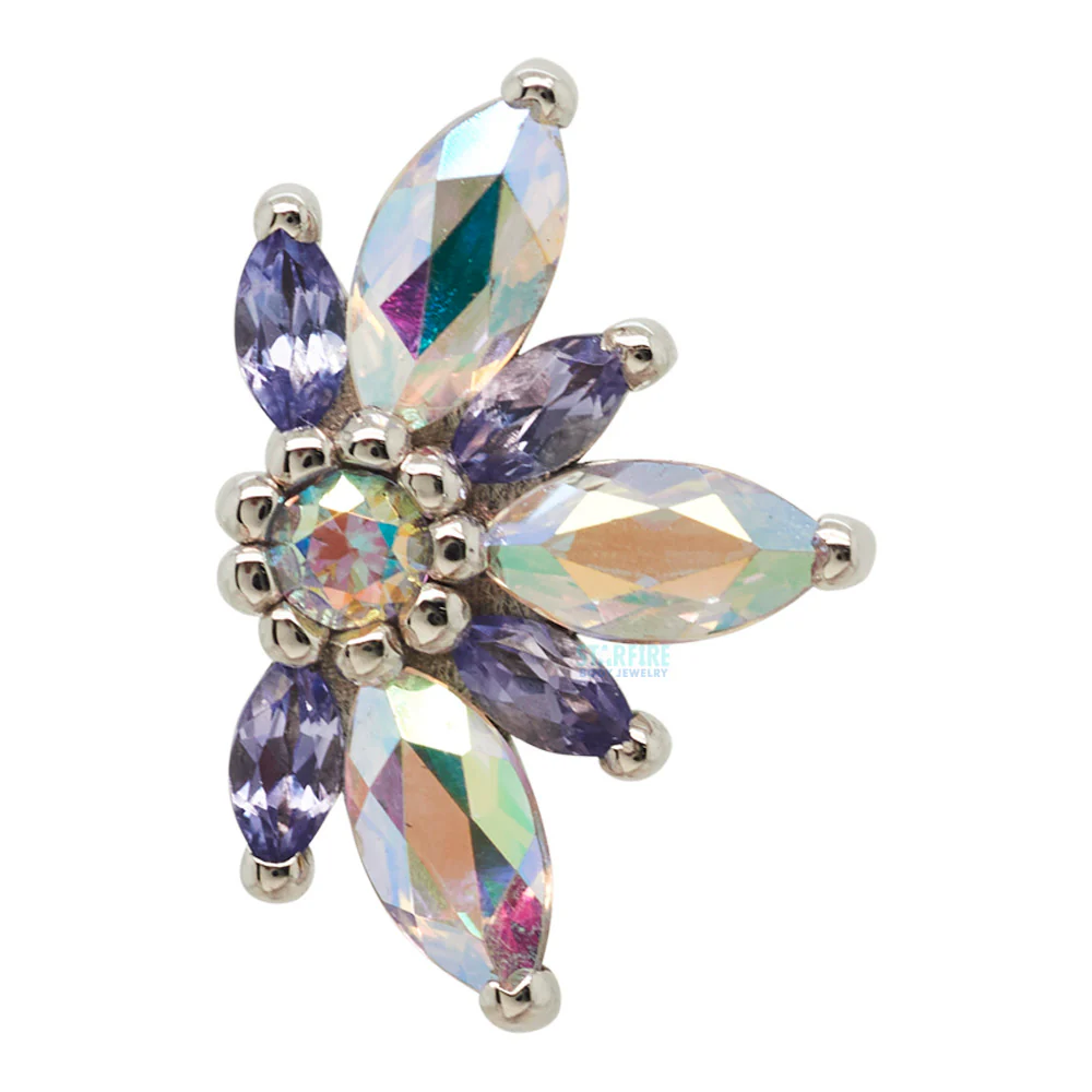 Small "Starling" Threaded End in Gold with Mercury Mist Topaz & Tanzanite - Image 2