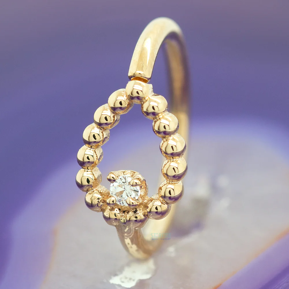 "Sophie Tear" Seam Ring in Gold with White CZ - Image 2