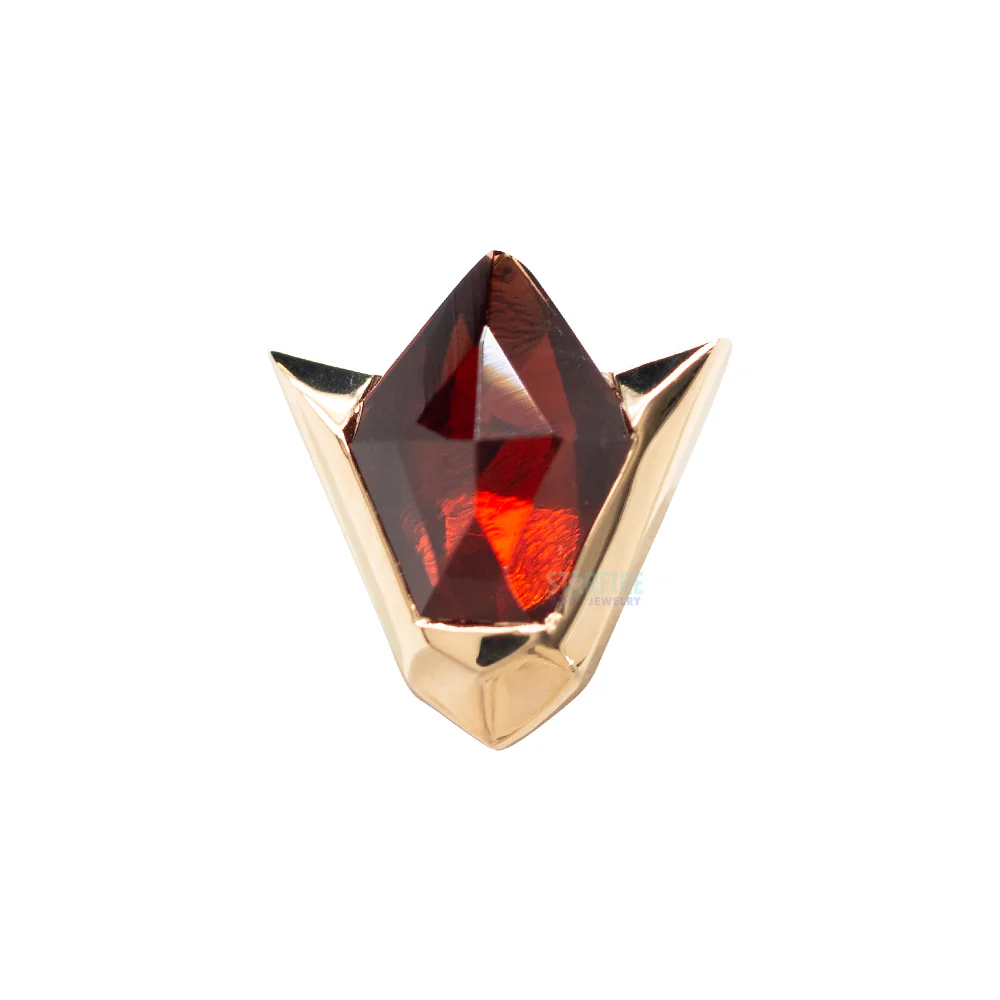"Spirit of Fire" Threaded End in Gold with Hand Cut Garnet - Image 2