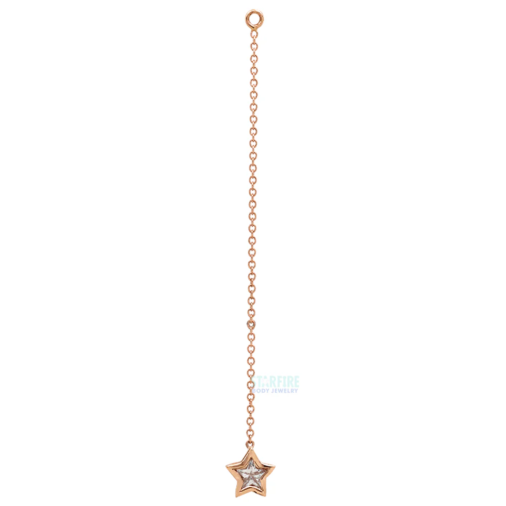 Star Bezel Chain Charm in Gold with White CZ - Image 4