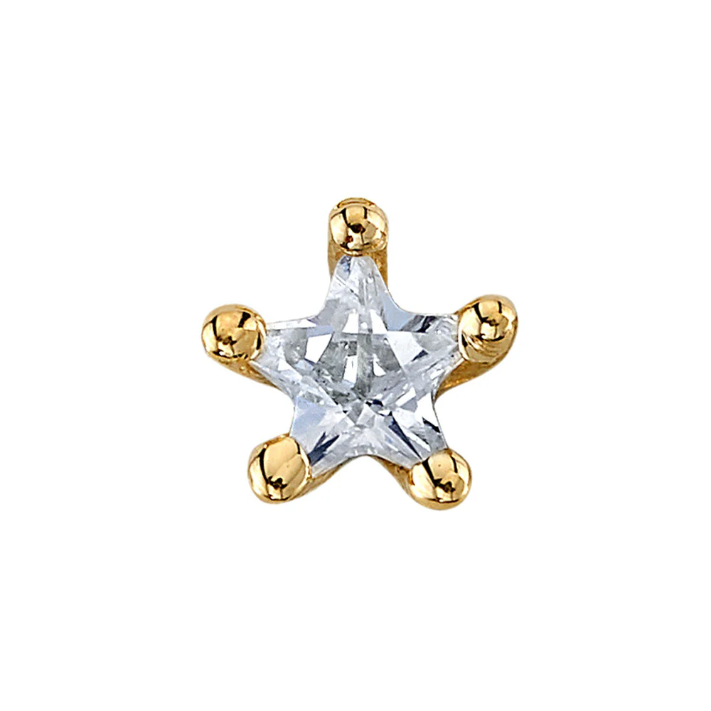 Star Point Prong Threaded End in Gold with White CZ - Image 2