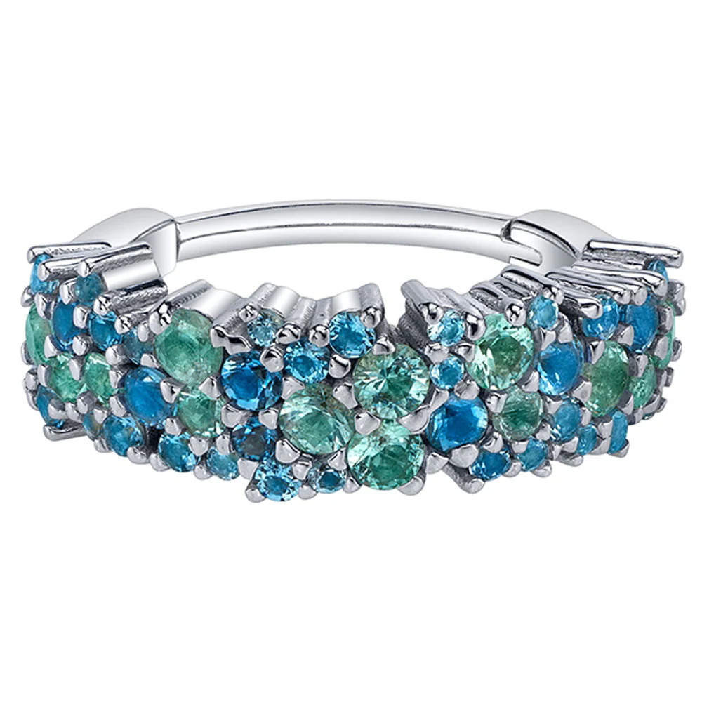"Stardust" Hinge Ring in Gold with Mint Beryl, Aquamarine & Swiss Blue Topaz' - Image 2