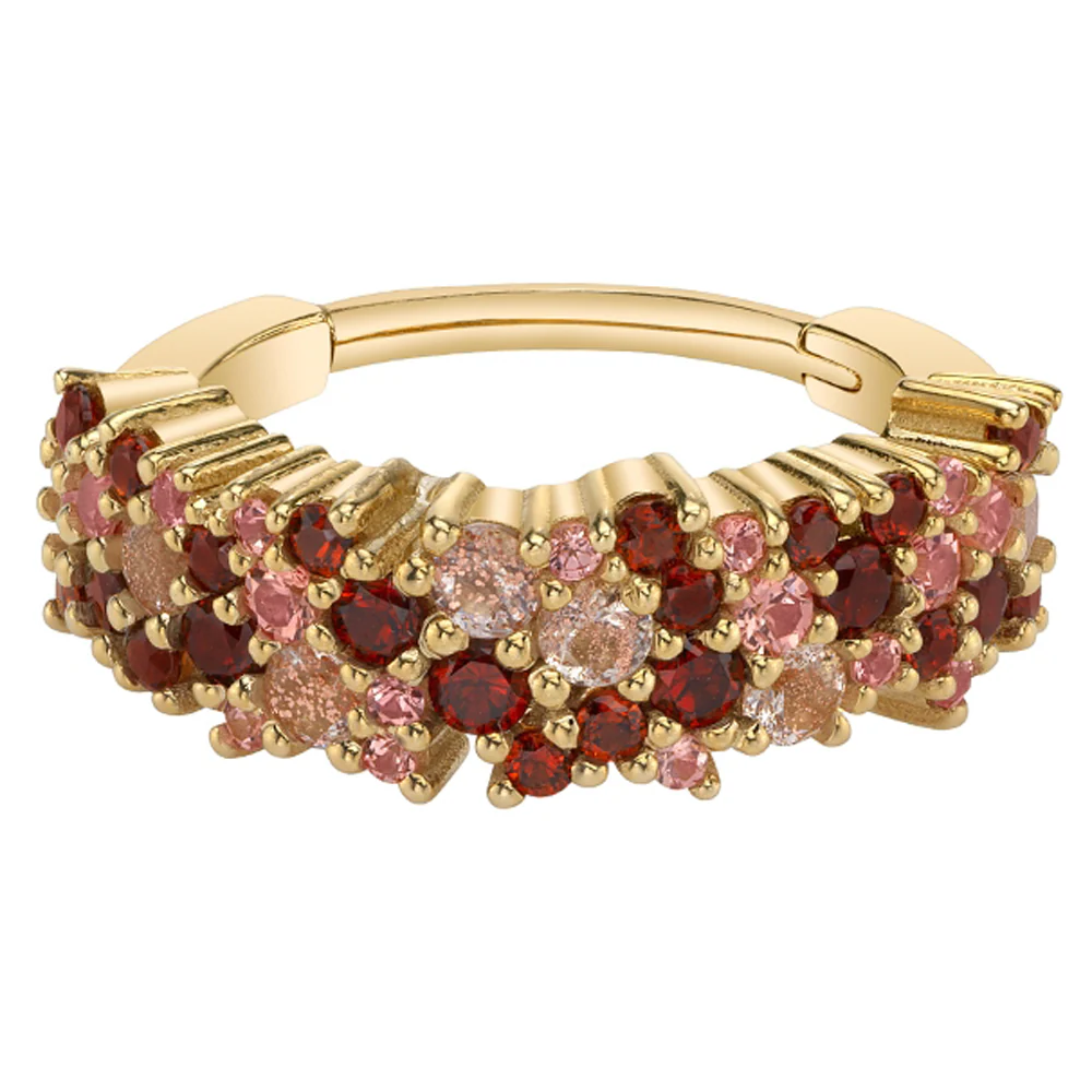 "Stardust" Hinge Ring in Gold with Oregon Sunstone, Garnet & Padparadscha Sapphires - Image 2